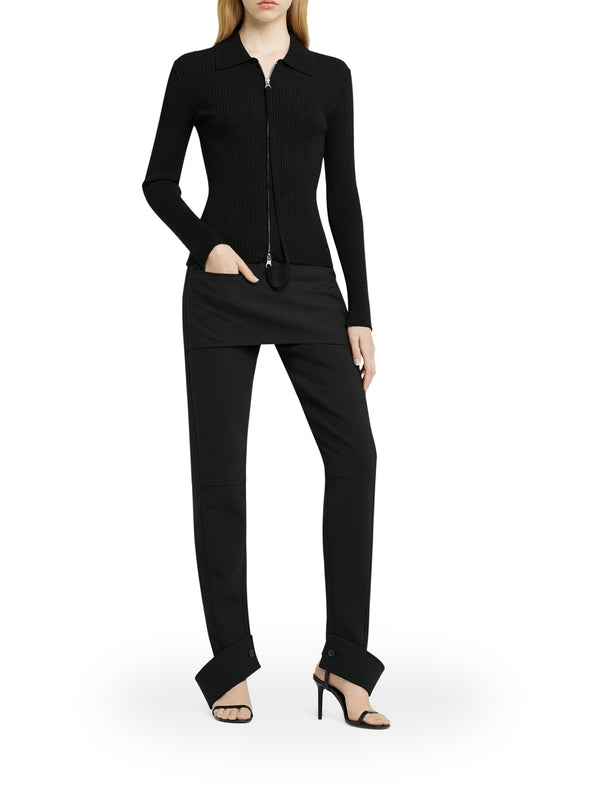 リブ編みレーヨン混紡ジップカラー
カーディガン