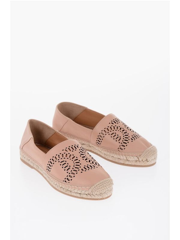 Logo Openwork Leather Espadrilles