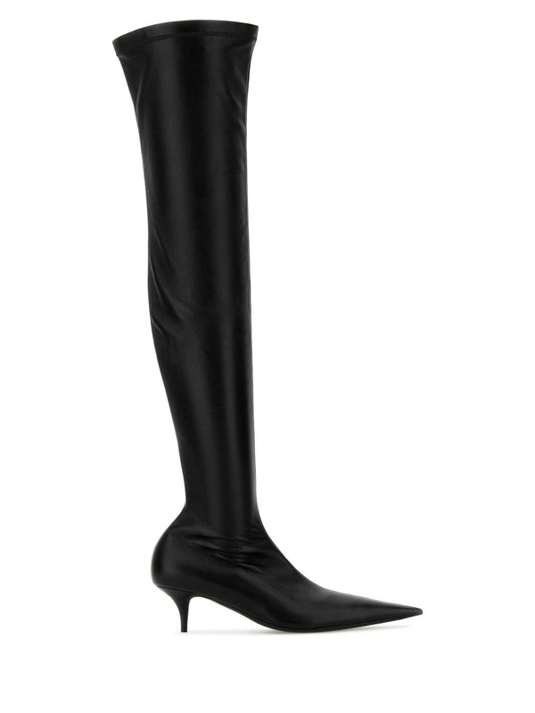 Black Leather Knee High Boots