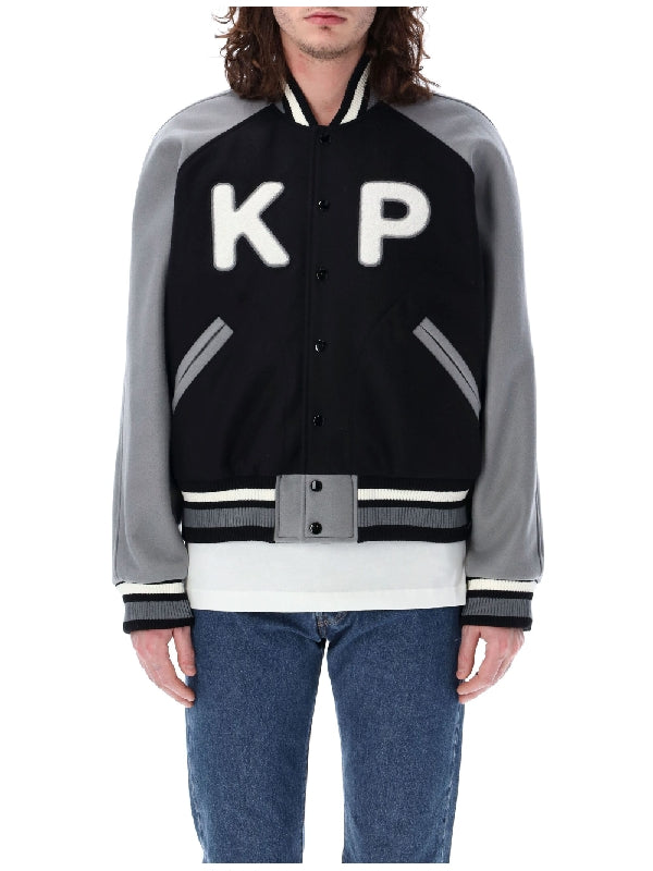 Varsity Logo Patch Wool Bomber Jacket