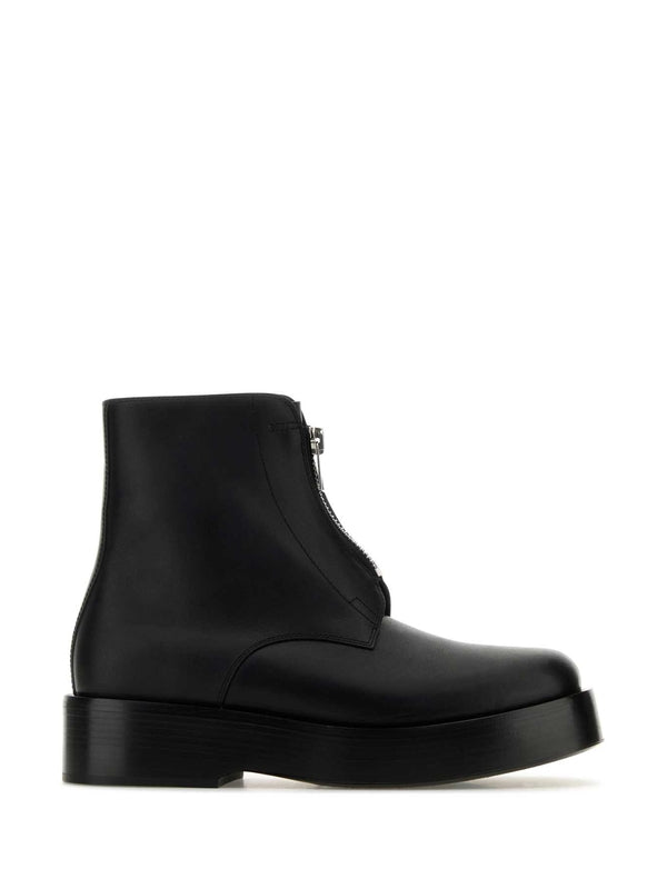 Zipper Leather Ankle Boots