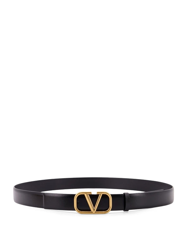 V Logo Leather Belt