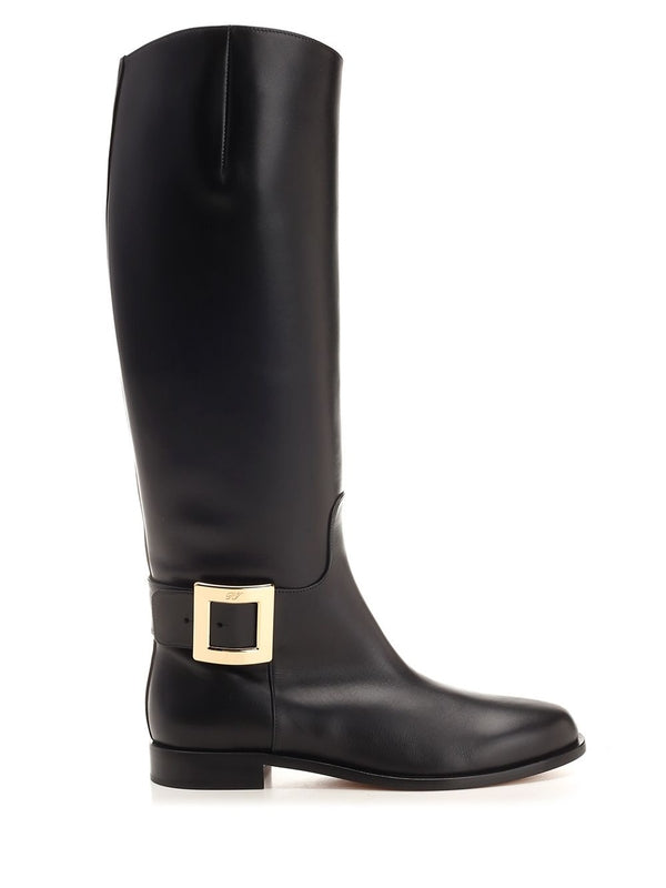 Tres Vivier Buckle Leather High Boots