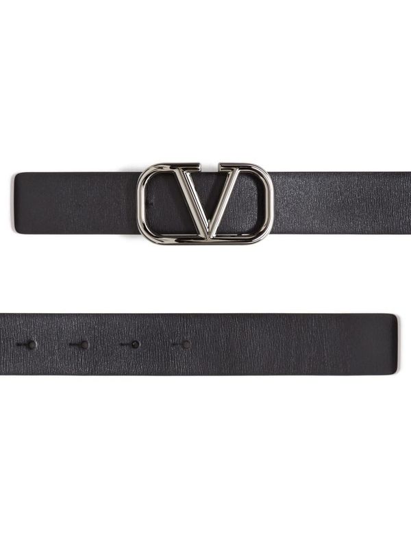 V Logo Leather Belt