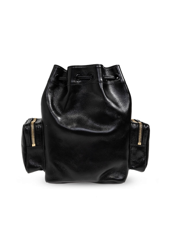 Camera Pocket Leather Bucket
  Bag