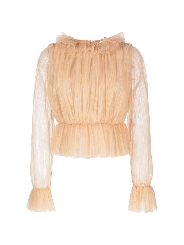 Ula High Neck Tulle Blouse
