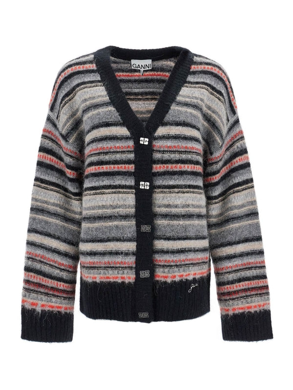 Stripe Alpaca Blend Cardigan