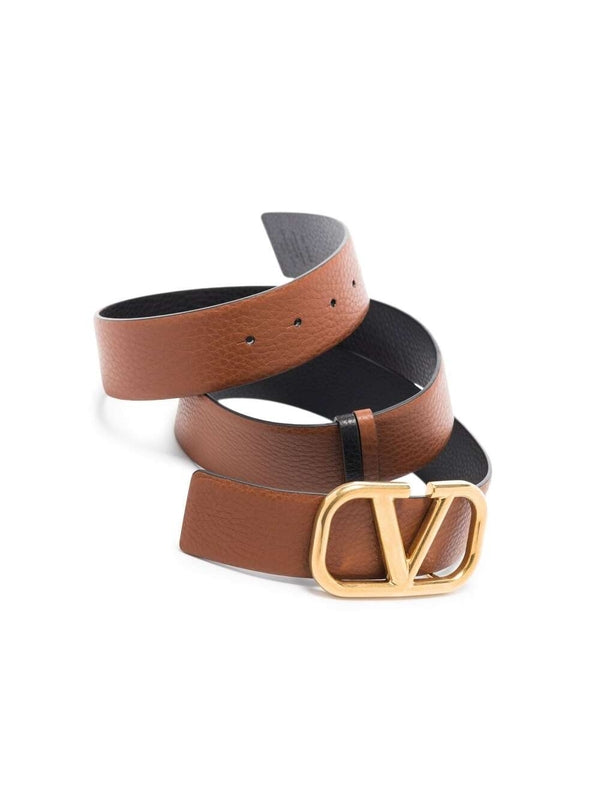 V Logo Reversible Leather Belt