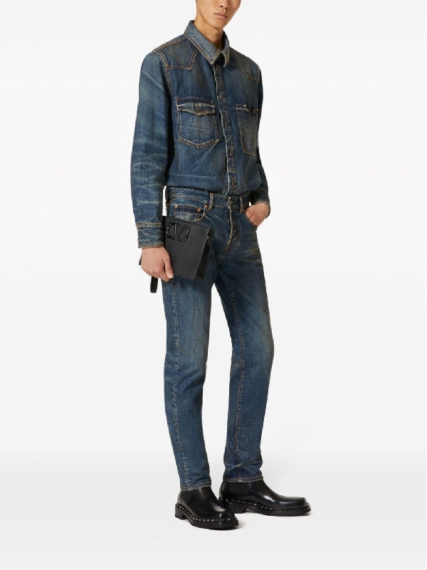 Back Logo Patch Denim Pants