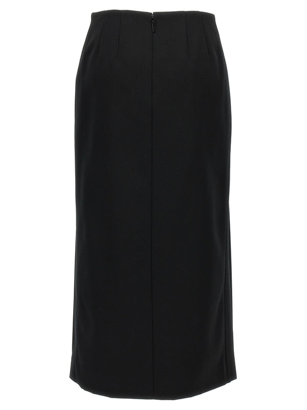 后开衩羊毛半身裙