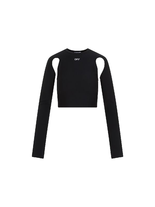 Stamp Logo Cutout Long Sleeve Top