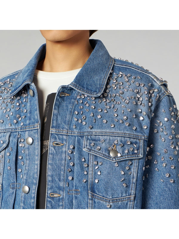 Crystal Embellished Trucker Denim Jacket