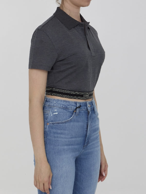 Silk cotton cropped polo shirt - Jente