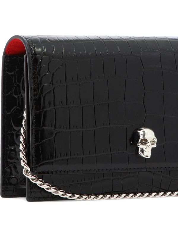 Skull Leather Small Chain Clutch Bag