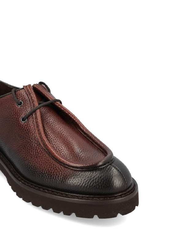 Burgundy Calfskin Derby Shoes