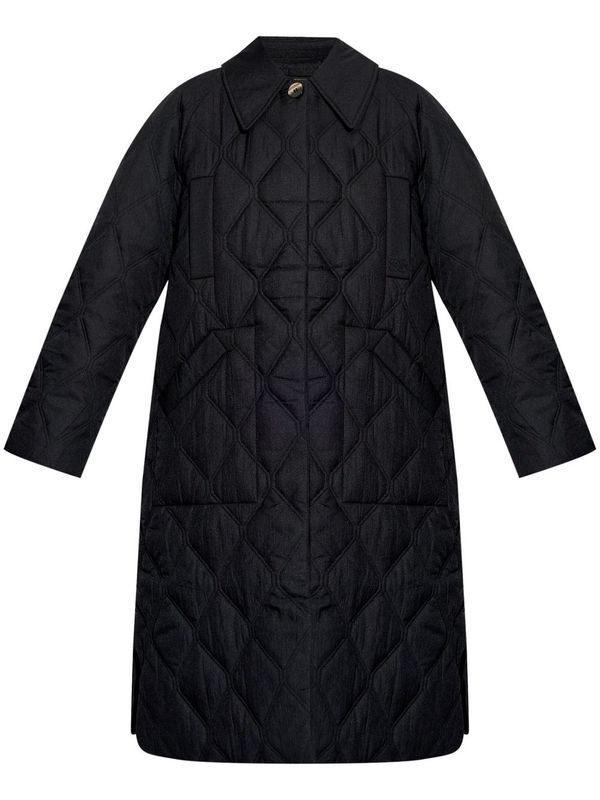 Back Slit Quilted Nylon Coat