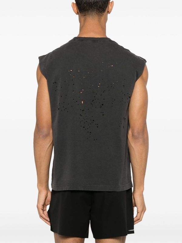 Graphic Printing Punching Cotton Sleeveless Top