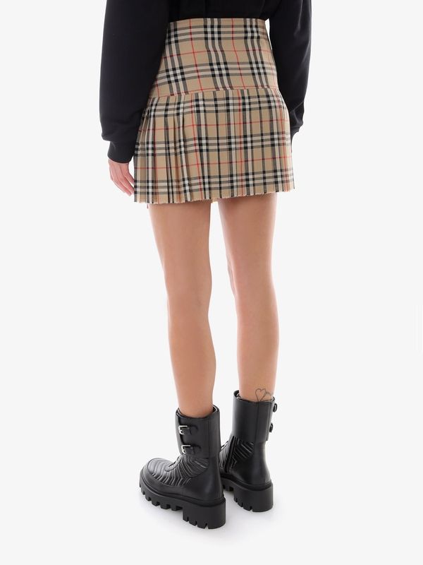 Buckle Strap Check Wool Skirt