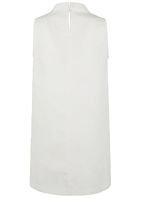 White Crewneck Sleeveless Dress