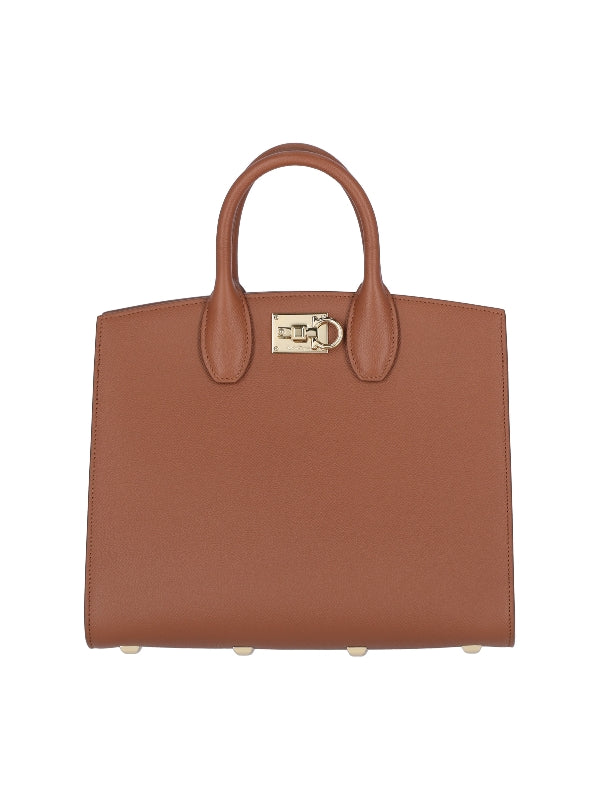 FERRAGAMO - Studio Gancini Leather Tote Bag - Jente