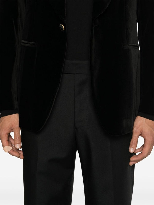 Black Wool Mohair Tailored Pants