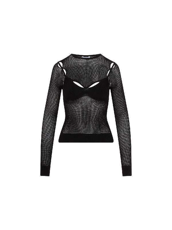 Arrow Fishnet Long Sleeve Top