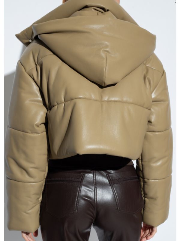 Ave Faux Leather Crop Padded Jacket