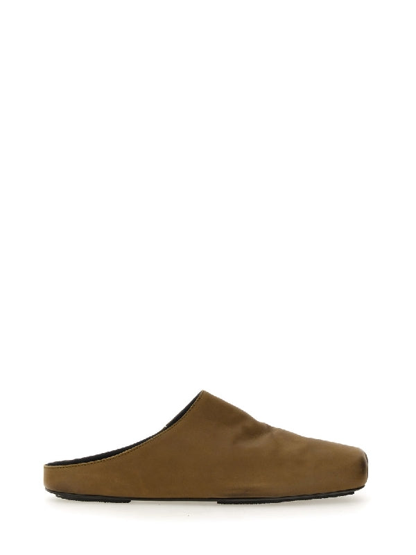 Brown Square Toe Mules