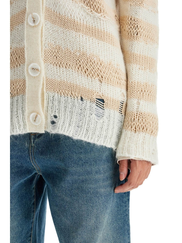 Stripe Distressed Cardigan