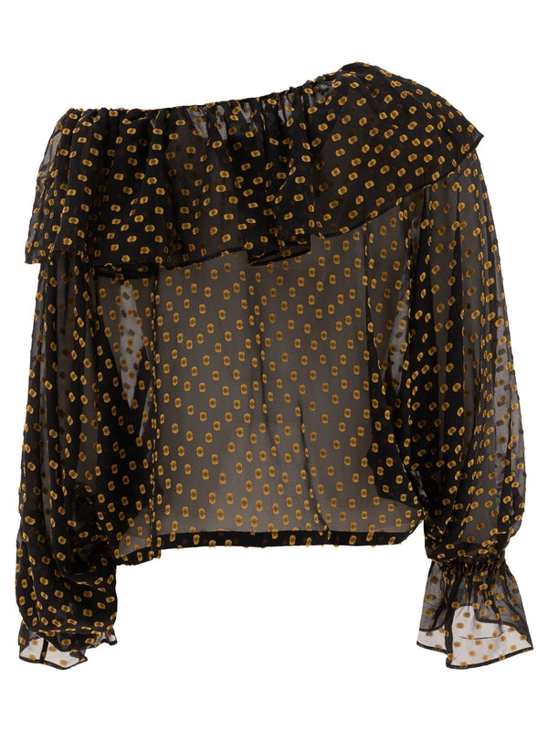 Pattern Print Ruffle Blouse