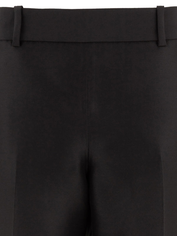 Black Wool Silk Pants