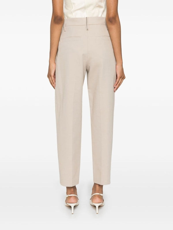 Beige Cotton Wool Tailored
  Pants