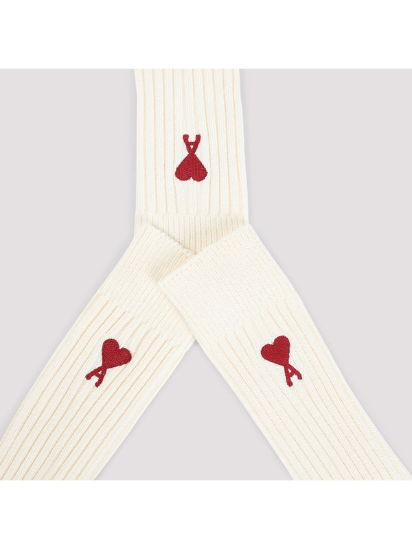 Heart Logo Embroidery Rib Socks