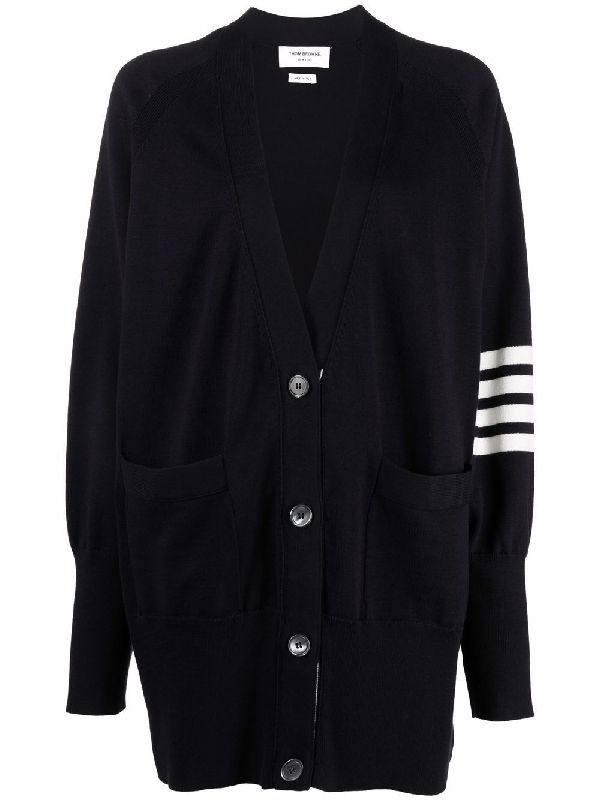 4-Bar Oversized V-Neck Cardigan