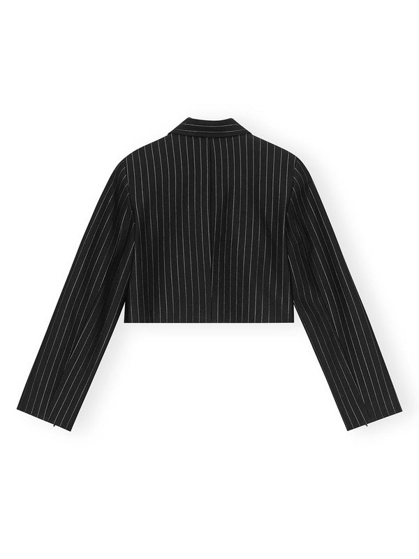 Pinstripe Chain Detail Crop Jacket