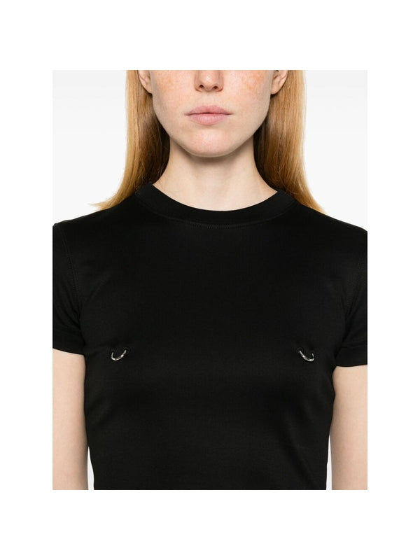 Piercing Detail Crop T-Shirt