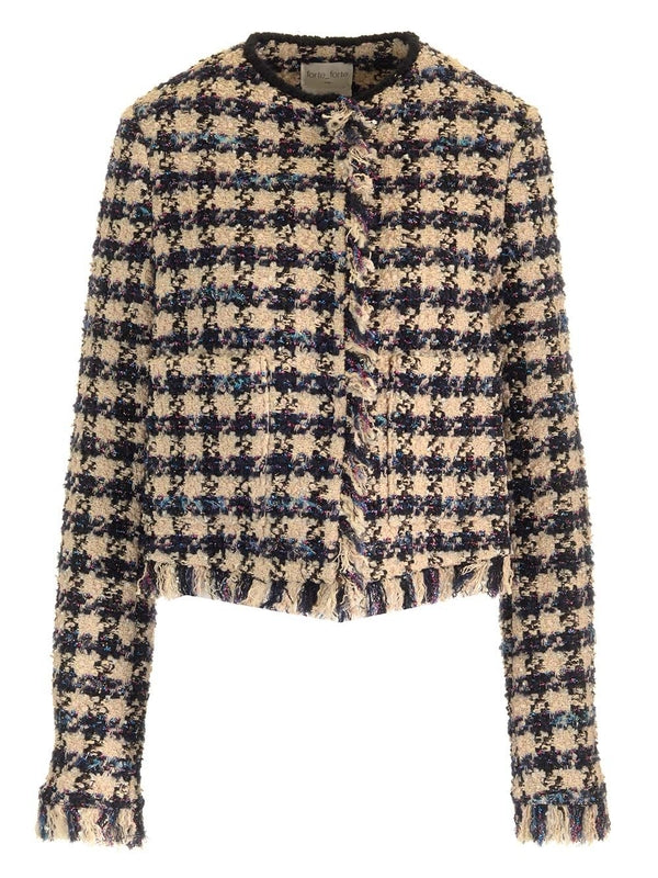 Collarless Tweed Jacket