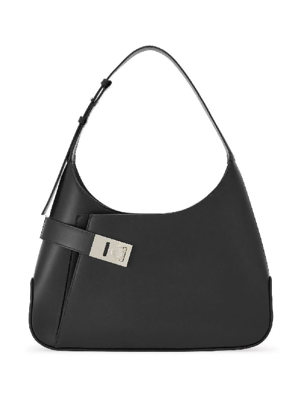 Brushed Leather Asymmetrical Pocket Hobo
  Shoulder Bag