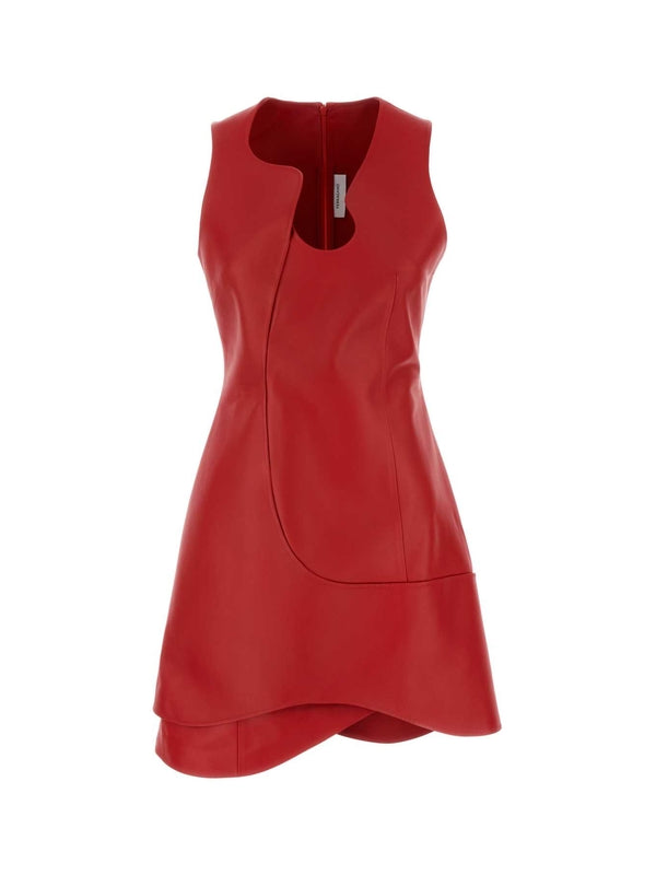 Asymmetric Sleeveless Leather Dress