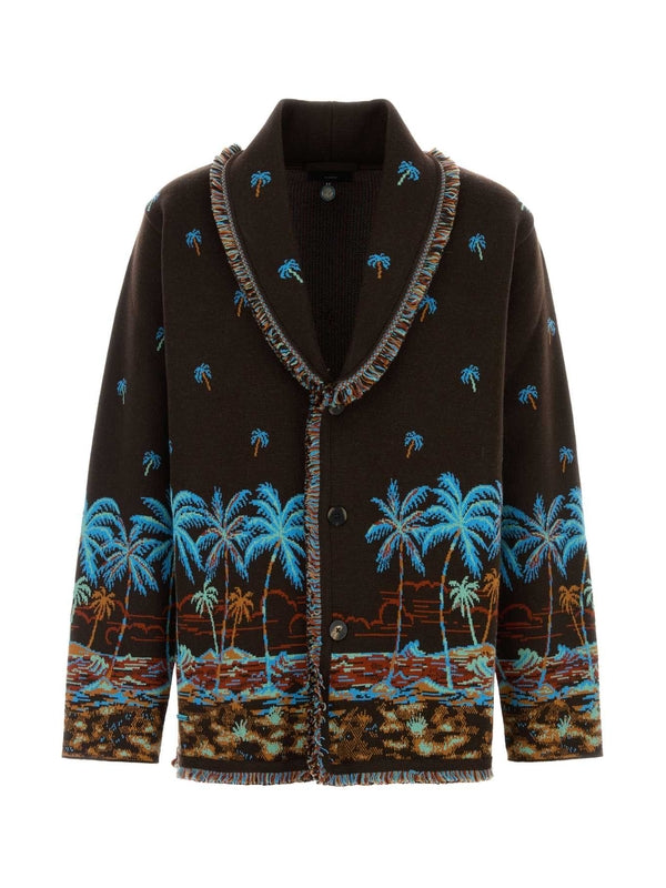 Hawaiian Double Jacquard Fringe Cardigan