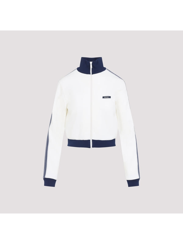 White Leather Elbow Patches Track Jacket