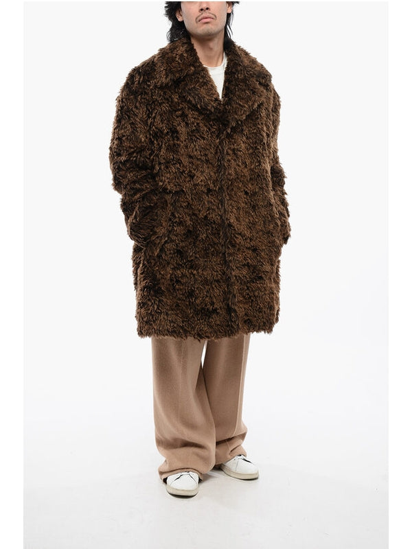 Brown Merino Wool Cotton Fur Jacket