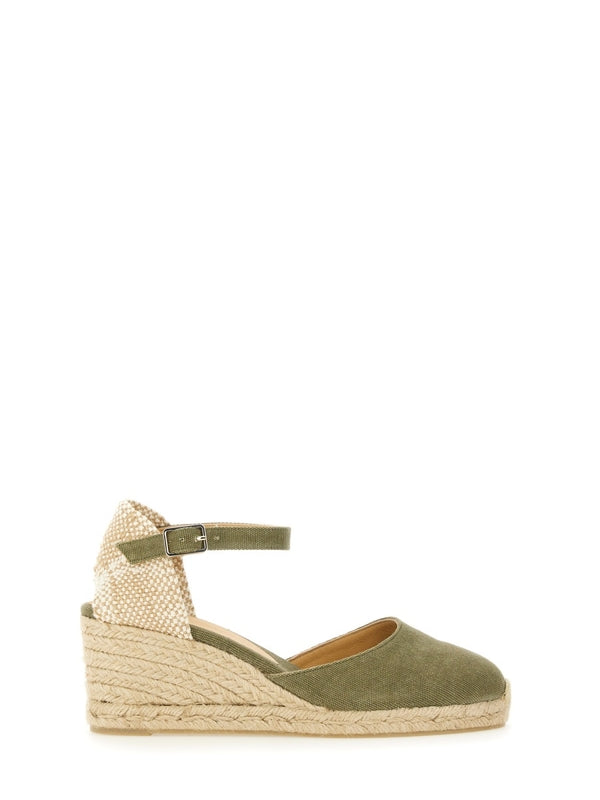 Castañer Green Beige Wedge Sandals