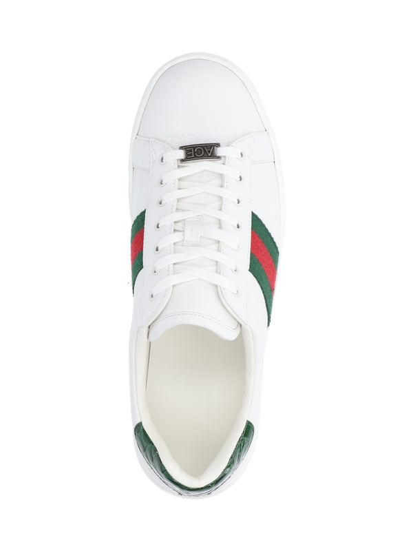 Ace Web Leather Low-Top Sneakers