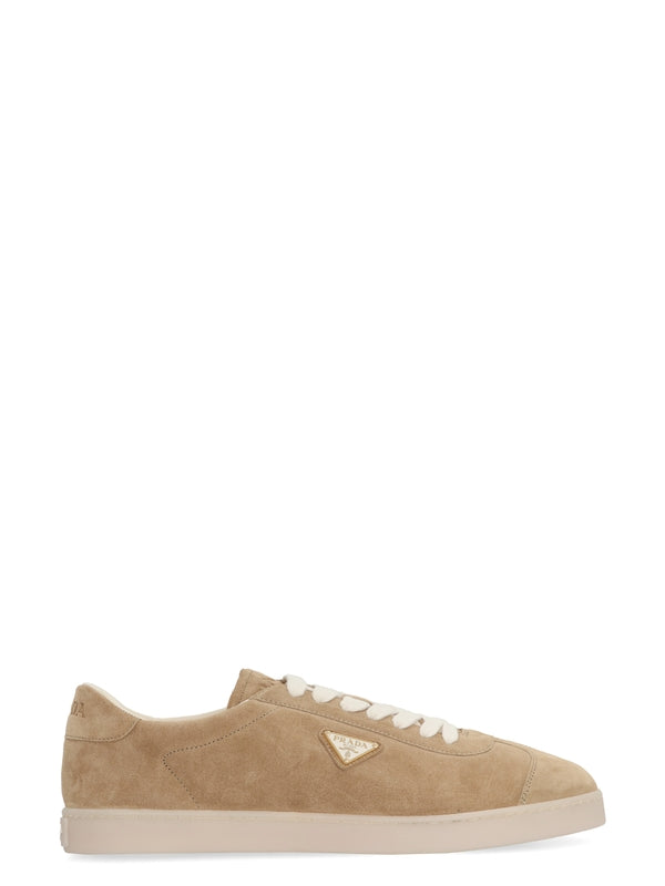 Triangular Logo Suede Sneakers