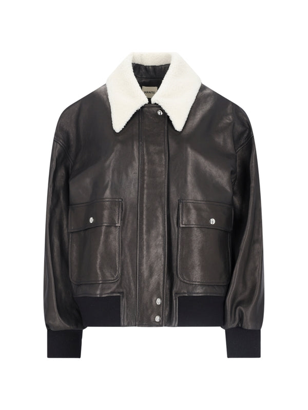 KHAITE - Shearling Collar Leather Jacket - Jente