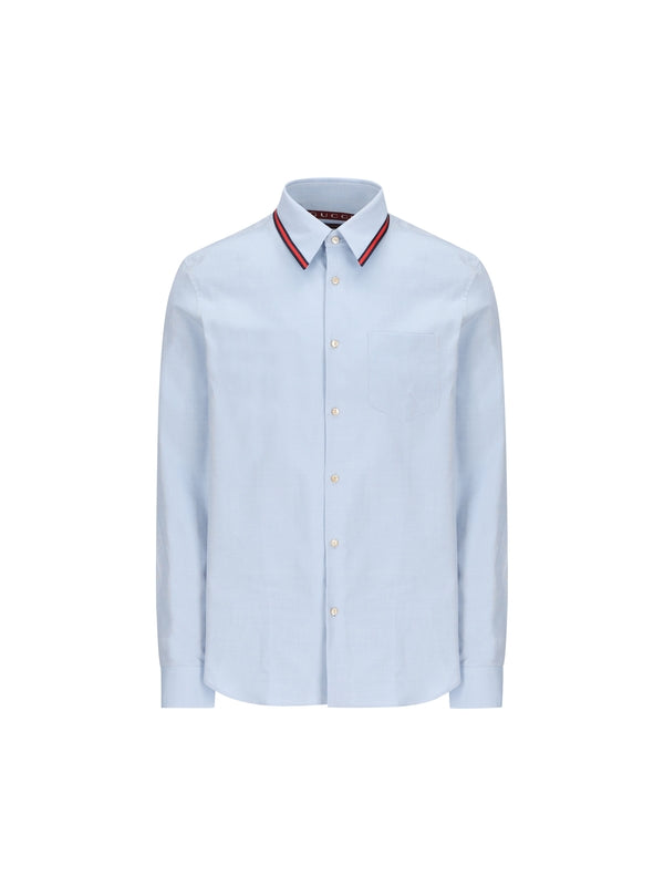 Web Stripe Collar Cotton Shirt
