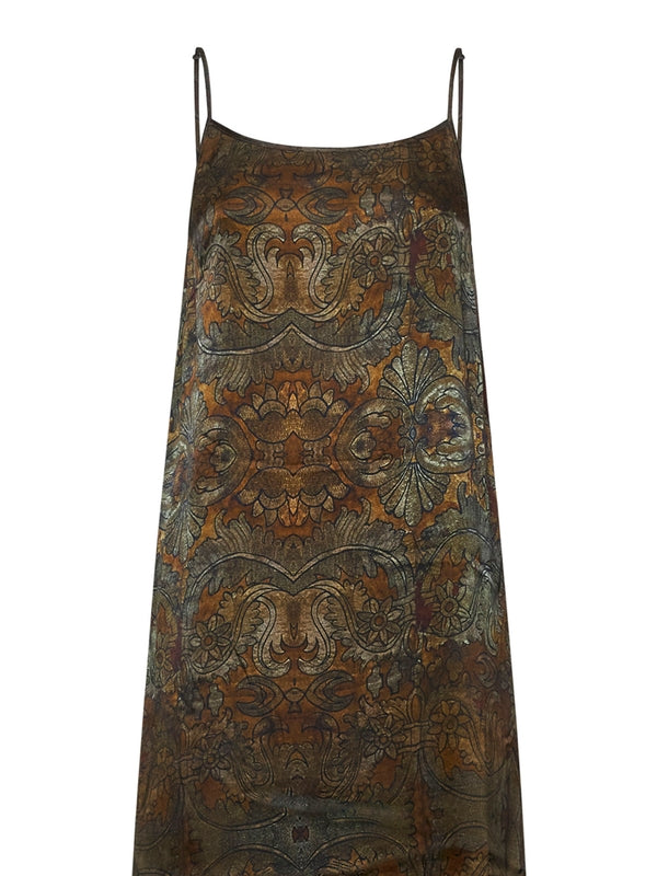 All-Over Printed Silk Long Dress