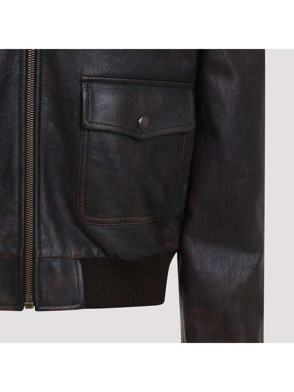 Shearling Collar Aviator Jacket