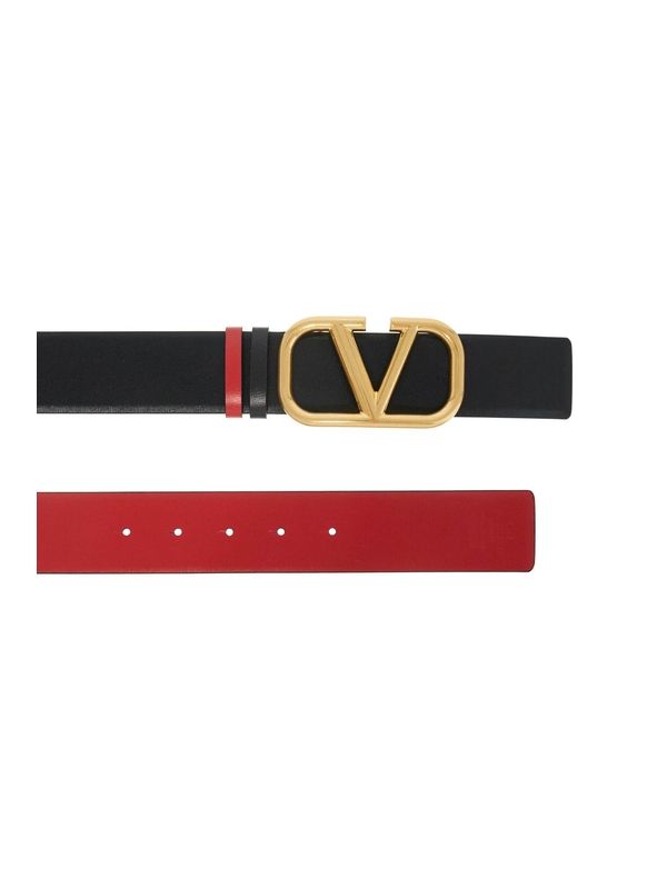 V Logo Reversible Leather Belt